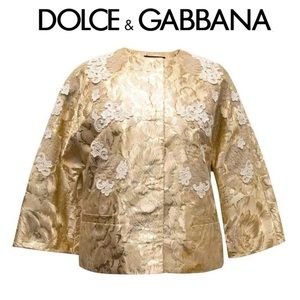 Dolce & Gabbana Gold Jacket with Embroidery